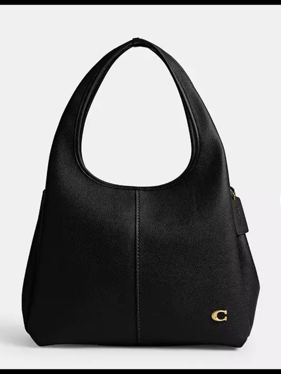 Coach Handbags - Coach Lana Black Pebbled Leather Hobo Shoulder Bag with Gold Accent